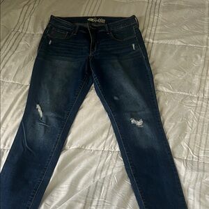 Old Navy Dark Wash Distressed Skinny Jeans